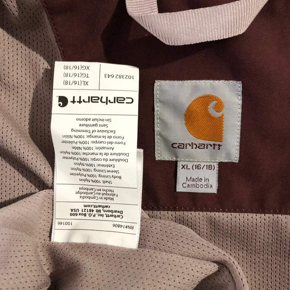 Carhartt Jacket Womens Size XL (16/18) Burgundy Shoreline Storm Defender Hooded - Picture 15 of 16
